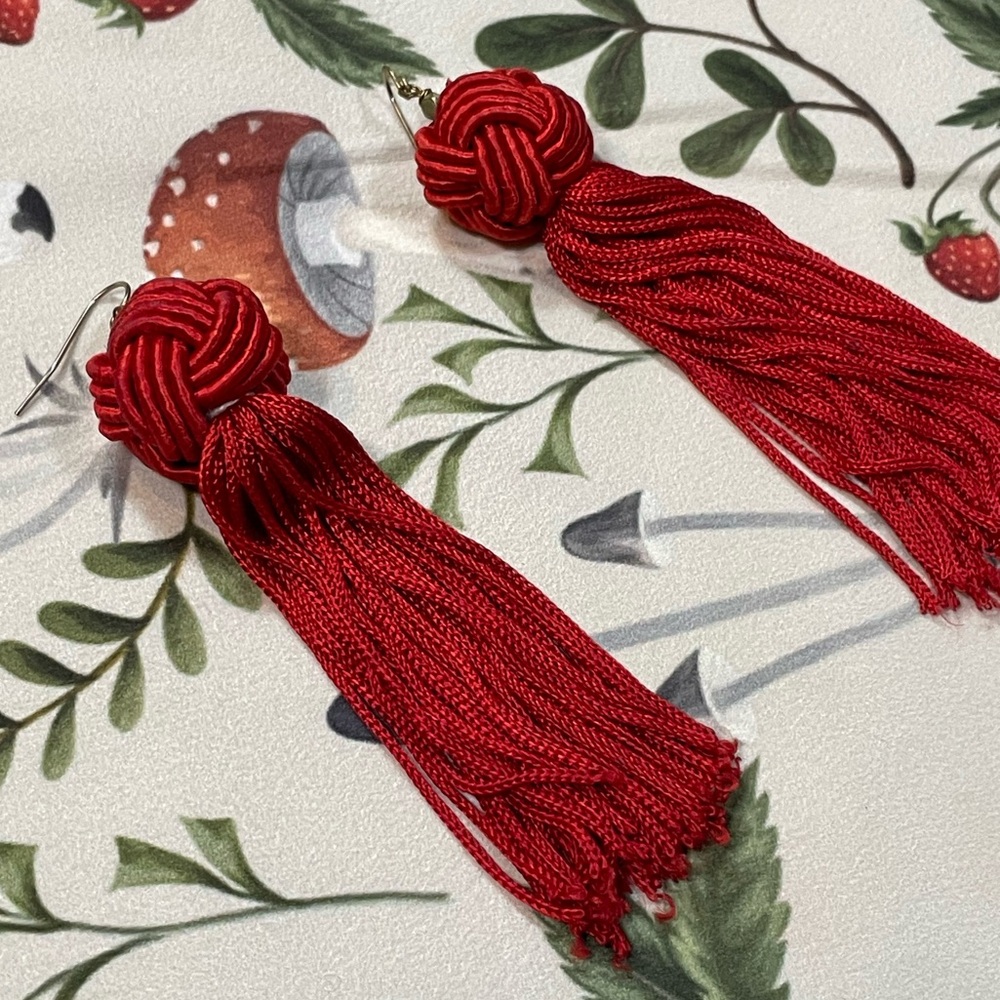 Red Tassel Earrings